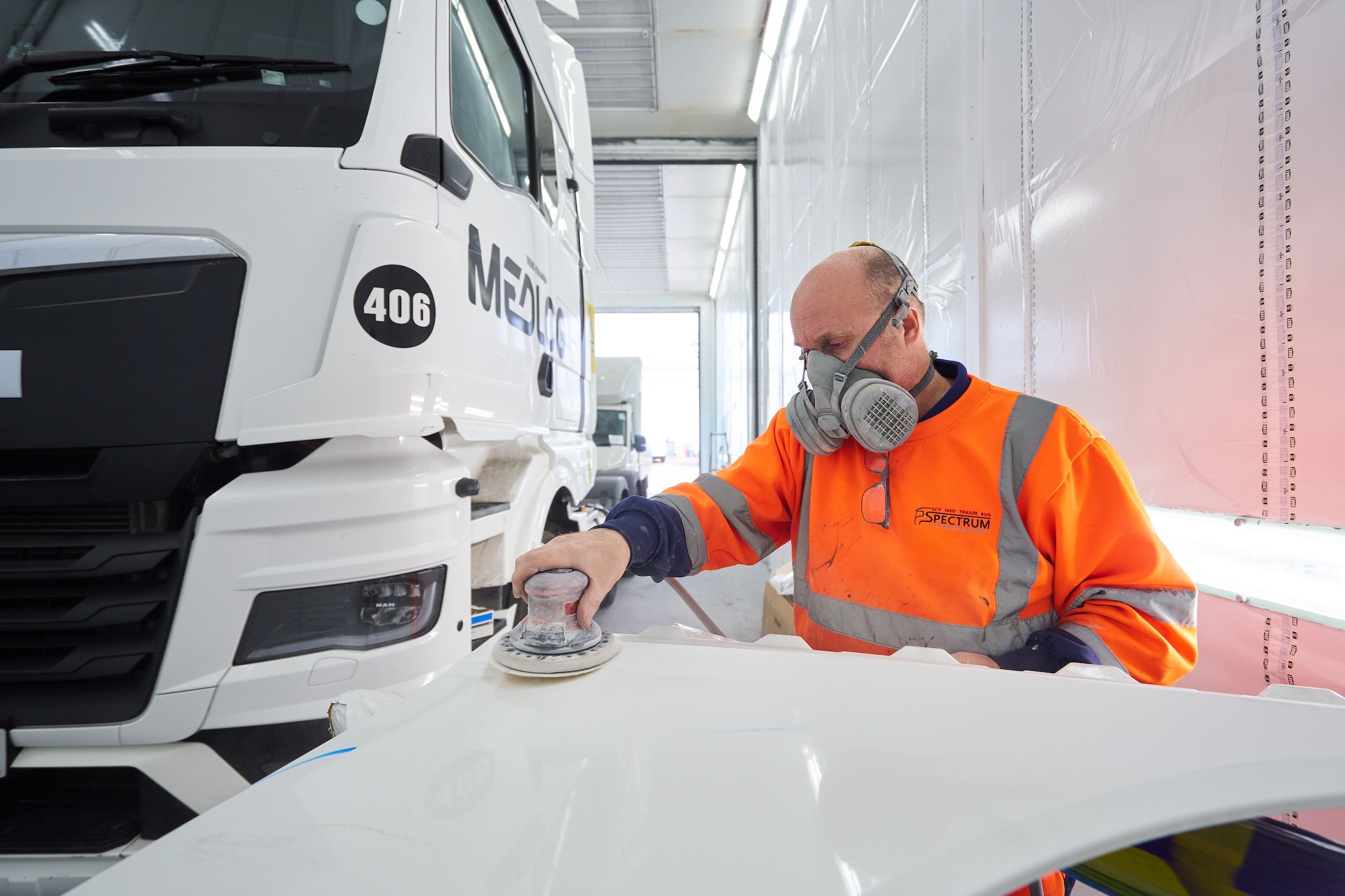 What's involved in a commercial vehicle respray and fleet livery matching, from colour codes to spray booth capability, at The Spectrum VR Group.